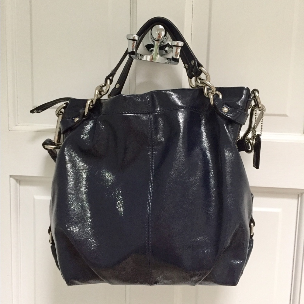 Navy Coach Patent Leather Purse